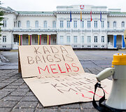 Prie prezidentūros vyko žaliųjų partijos demonstracija dėl naktinių taikiklių