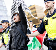 Policija atitraukė Palestinos palaikytojus toliau nuo Malmės arenos
