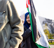 Likus valandai iki &bdquo;Eurovizijos&ldquo; finalo prie Malmės arenos policija sulaikė kelias de&scaron;imtis Palestinos rėmėjų