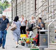 Gėlių, uogų, daržovių pardavėjai Vilniaus gatvėse