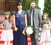 Gediminas Mala&scaron;kevičius su žmona Olga ir dukromis