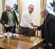 Jonas Ohmanas, Dovydas Pancerovas ir Vytautas Landsbergis