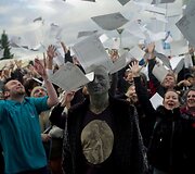 Kandidatas į prezidentus Vladimiras Franzas su rėmėjais