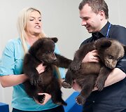 Skaiva Jasevičiūtė ir Gintas Vaičikauskas su me&scaron;kučiais