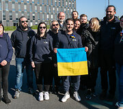 Pasitikti i&scaron; Ukrainos į Lietuvą grįžę iniciatyvos &bdquo;Lietuvos medikai Ukrainoje&ldquo; dalyviai.