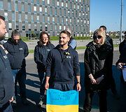 Pasitikti i&scaron; Ukrainos į Lietuvą grįžę iniciatyvos &bdquo;Lietuvos medikai Ukrainoje&ldquo; dalyviai.