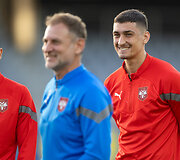 Serbijos futbolo rinktinės treniruotė prie&scaron; rungtynes su Lietuva
