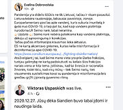 Teisingumo ministrė Evelina Dobrovolska įspėjo dėl tariamai gydančio vandens
