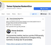 Tomas Vytautas Raskevičius į kolegos įrašą sureagavo be didesnių emocijų