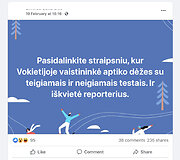 Prašymas pasidalinti straipsniu apie esą iš anksto žinomus COVID-19 testų rezultatus