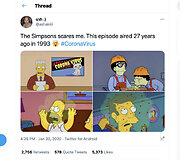 Prieš metus žmonės aktyviai dalijosi kadrais, tariamai įrodančiais, esą &bdquo;Simpsonuose&ldquo; buvo nuspėta COVID-19