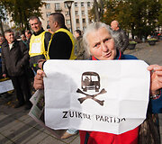 Transporto darbuotojų profesinės sąjungos Vilniuje surengė mitingą