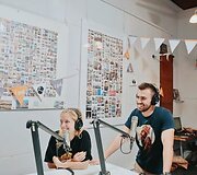 Luna ir Achilleas pasakoja apie projektą Latvijos radijo stotyje