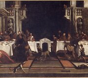 Nežinomas Venecijos XVII a. dailininkas Paolo Veronese. Puota fariziejaus Simono namuose. XVII a., Lietuvos nacionalinis dailės muziejus