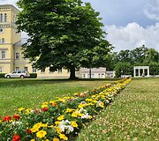 Muziejaus darbuotojai į dvaro parką, prie i&scaron;likusių pastatų sugrąžina gėlynus