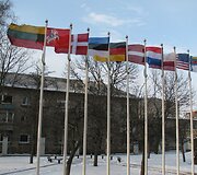 Konferencijos dalyvių vėliavos