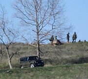 Rusų kariai &scaron;alia Belbeko karinės bazės