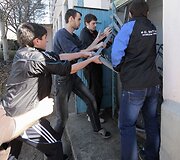 &Scaron;turmas Ukrainos karinėje bazėje Novofiodorivkoje 