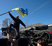 &Scaron;turmas Ukrainos karinėje bazėje Novofiodorivkoje 