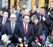 Lenkijos užsienio reikalų ministras Radoslawas Sikorskis Kijeve