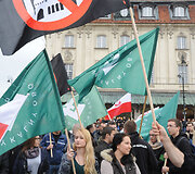 Kra&scaron;tutinės de&scaron;inės protestas Lenkijoje