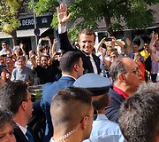 Emmanuelis Macronas su žmona Brigitte Atėnuose