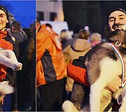 P. Stravinskas su augintiniu Aiku apdovanojimų ceremonijos metu