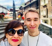 Ieva su sūnum Kristupu slidinėjimo kurorte Zermatt