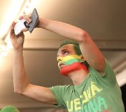 Lietuvos rinktinės sirgaliai prie&scaron; Europos krep&scaron;inio čempionato finalą