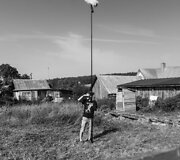Filmo &bdquo;Koklektyviai sodai&ldquo; filmavimo akimirka