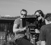 Filmo &bdquo;Koklektyviai sodai&ldquo; filmavimo akimirka