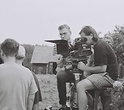 Filmo &bdquo;Koklektyviai sodai&ldquo; filmavimo akimirka