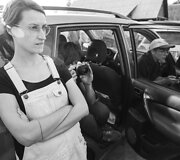 Filmo &bdquo;Koklektyviai sodai&ldquo; filmavimo akimirka