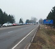 Automobilių spūstys prie Palangos