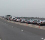 Automobilių spūstys prie Palangos