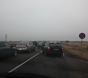 Automobilių spūstys prie Palangos