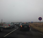 Automobilių spūstys prie Palangos