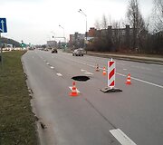 Klaipėdoje &Scaron;ilutės plente atsivėrė smegduobė