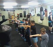 Tel&scaron;ių bokso mokyklos veiklos akimirka