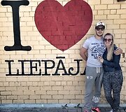 Baiba Skurstene-Serdiukė su vyru Mykolu Serdiuku