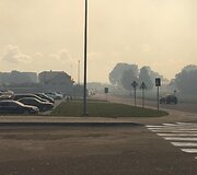 Degančio durpyno dūmai &Scaron;ilutės miesto gatvėse