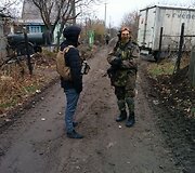 Ukrainos kariuomenės daliniai, įsikūrę Tonenkos gyvenvietėje, &scaron;alia Donecko.