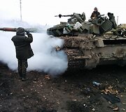 Ukrainos kariuomenės daliniai, įsikūrę Tonenkos gyvenvietėje, &scaron;alia Donecko.