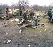 Ukrainos kariuomenės daliniai, įsikūrę Tonenkos gyvenvietėje, &scaron;alia Donecko.