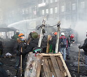 Prie&scaron;akinės barikados Hru&scaron;evskio gatvėje