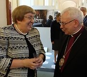 LR Ambasadorė prie &Scaron;ventojo Sosto ir prie Suverenaus Maltos Ordino Irena Vai&scaron;vilaitė ir Vyskupas Irynei Bilyk (Ukraina)