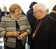 LR Ambasadorė prie &Scaron;ventojo Sosto ir prie Suverenaus Maltos Ordino Irena Vai&scaron;vilaitė ir Vyskupas Irynei Bilyk (Ukraina)