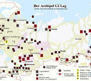 Žemėlapis priverstinių darbų stovyklų 1920 - 1950 m.