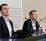 Ramūnas Vilpi&scaron;auskas VU TSPMI direktorius, Vaidotas Beniu&scaron;is BNS vyr. redaktorius