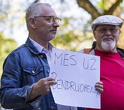  Protesto akcija prie Lietuvos žydų bendruomenės būstinės Vilniuje